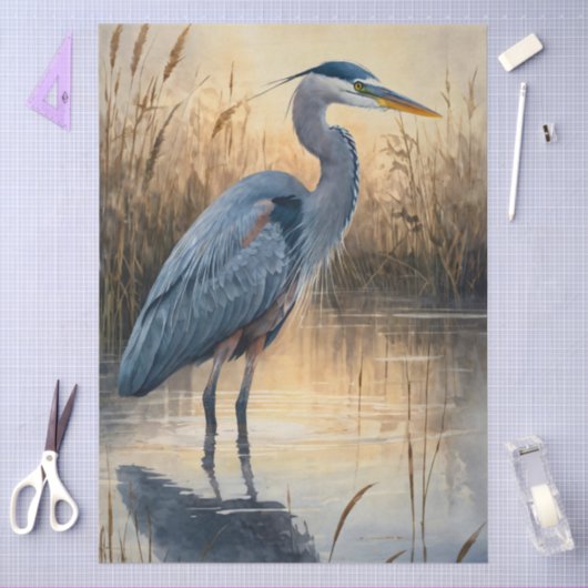 Large Great Blue Heron Decoupage Seidenpapier (Basteln)