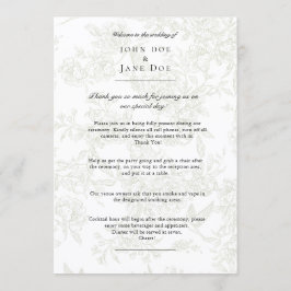 Large Green Floral Wedding Program Programm