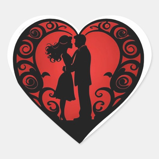 Large Heart With Elegant Swirl Borders Herz-Aufkleber (Vorderseite)