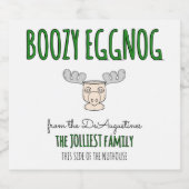 Large Homemade Boozy Eggnog Bottle Label Alkoholflaschenetikett (Einzelnes Label)