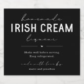 Large Homemade Irish Cream Liqueur Bottle Label Alkoholflaschenetikett (Einzelnes Label)