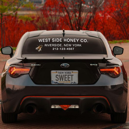 LARGE HONEY BUSINESS VINYL WINDOW CLING with Bee Fensteraufkleber