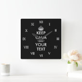 Large keep calm and your text wall clock quadratische wanduhr (Zuhause)
