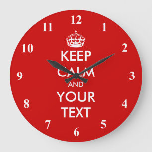 Large Keep Calm wall clock Customizable design Große Wanduhr