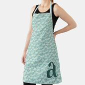 Large Letter Monogram Teal Blue Floral Pattern Schürze (InSitu)