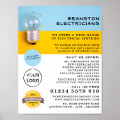 Large Lightbulb Electrician Advertising Poster (Vorne)