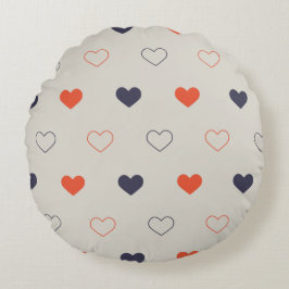 Large - Lovely hearts / orange cream dark Rundes Kissen