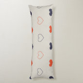 Large - Lovely hearts / orange cream dark Seitenschläferkissen (Rückseite (Vertikal))