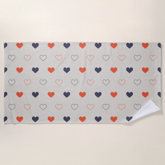Large - Lovely hearts / orange cream dark Strandtuch (Vorderseite)