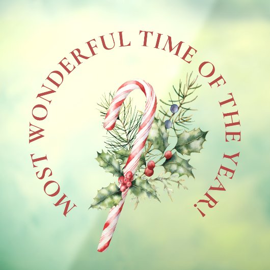 LARGE-Most Wonderful Time, Candy Cane Weihnachten Fensteraufkleber (Blatt 3)