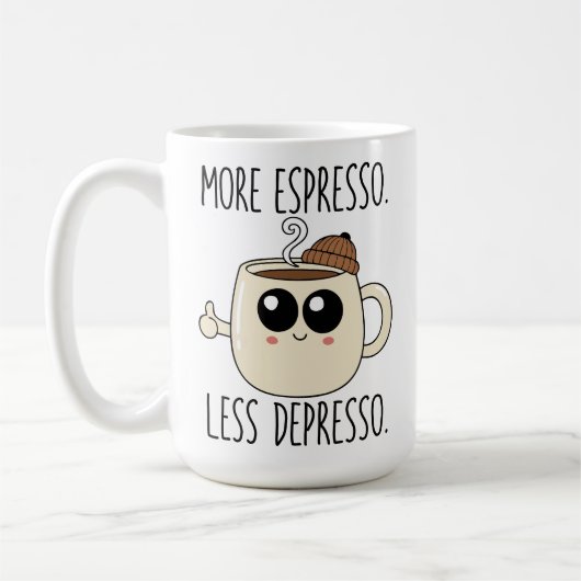 Large Mug - More Espresso. Less Depresso. Kaffeetasse (Links)