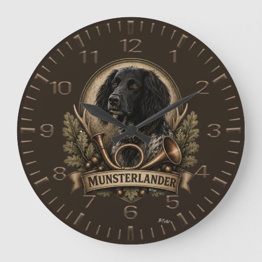  Large Munsterlander (logo)  Große Wanduhr (Vorderseite)