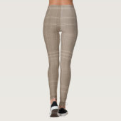Large Neutral Light Taupe Wool Tartan Leggings (Rückseite)