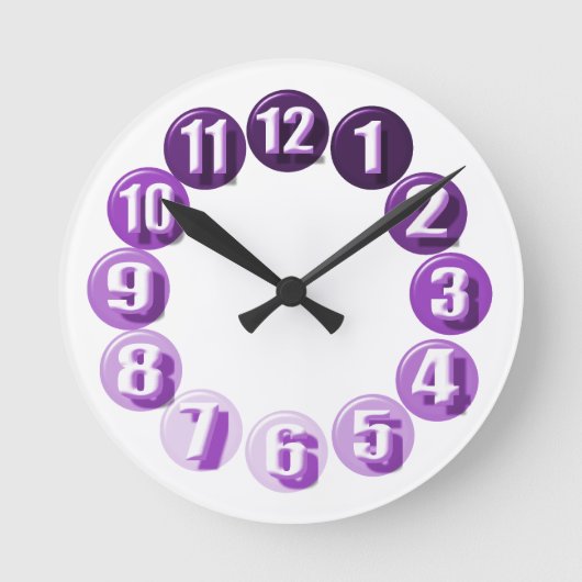 Large Numbers/Purple Runde Wanduhr (Vorderseite)