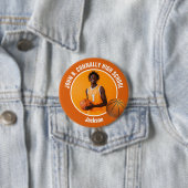 Large Orange High School Basketball Player Photo Button (Beispiel)