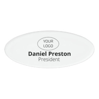 Large Oval Magnetic Name Tag or Pin Custom Logo Namenschild