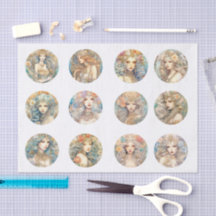 Large Pastel Watercolor Floral Mermaid Decoupage