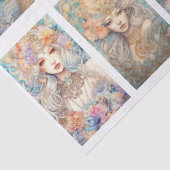 Large Pastel Watercolor Floral Mermaid Decoupage Seidenpapier (Detail)