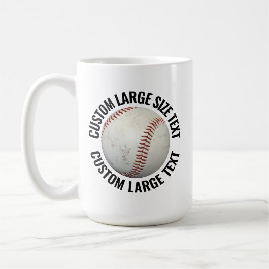 Large Personalized Text Baseball Image 15oz Custom Kaffeetasse (Links)