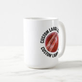 Large Personalized Text Cricket Ball 15oz. Custom Kaffeetasse (VorderseiteRechts)