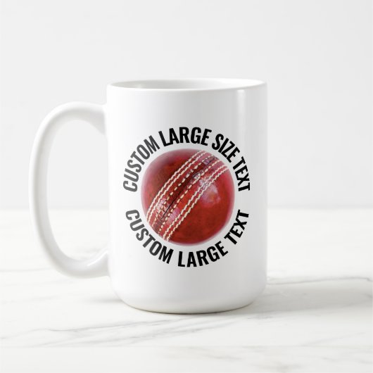 Large Personalized Text Cricket Ball 15oz. Custom Kaffeetasse (Links)