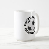 Large Personalized Text Soccer Ball 15oz. Custom Kaffeetasse (VorderseiteRechts)