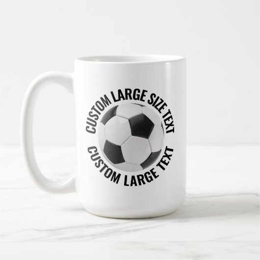 Large Personalized Text Soccer Ball 15oz. Custom Kaffeetasse (Links)
