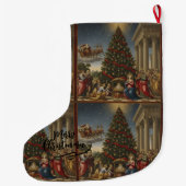 Large Polyester Nativity Santa Christmas Stocking Großer Weihnachtsstrumpf (Rückseite)