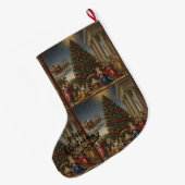 Large Polyester Nativity Santa Christmas Stocking Großer Weihnachtsstrumpf (Rückseite (Hängend))