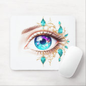 Large Purple/Blue Eye Surrounded By Plant Leaves Mousepad (Mit Mouse)