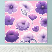 Large Purple Floral Canvas Wall Art – Aesthetic Leinwanddruck (Insitu (Holzboden))