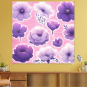 Large Purple Floral Canvas Wall Art – Aesthetic Leinwanddruck (Insitu (Wohnzimmer))