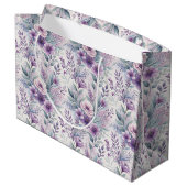 Large Purple Lavender Floral Gift Bag Große Geschenktüte (Rückseite Schrägansicht)
