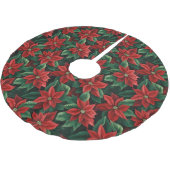 Large Red and Green Poinsettias Digital Art Polyester Weihnachtsbaumdecke (Schrägansicht)