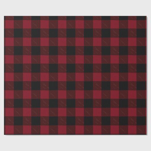 Large Red Black Plaid Pattern Christmas Geschenkpapier (Flach)