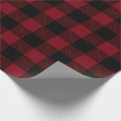 Large Red Black Plaid Pattern Christmas Geschenkpapier (Ecke)