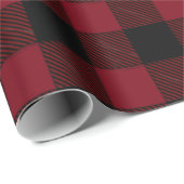 Large Red Black Plaid Pattern Christmas Geschenkpapier (Rolleneckpunkt)