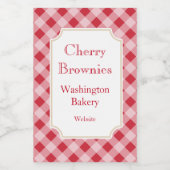 Large Red Gingham Labels Lebensmitteletikett (Einzelnes Label)