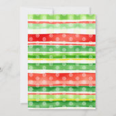 Large red, green bow and stripes Christmas party Einladung (Rückseite)