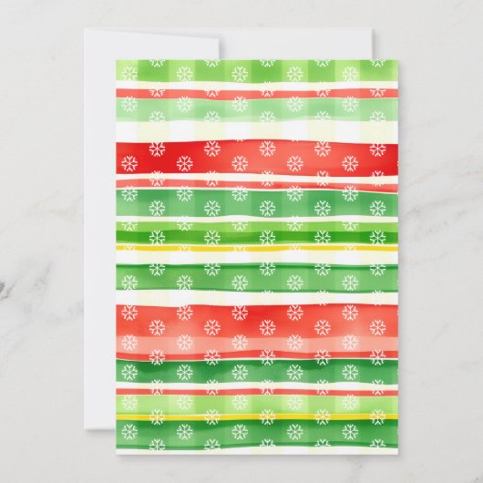 Large red, green bow and stripes Christmas party Einladung (Rückseite)