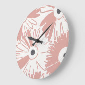 Large Retro Daisy Flower Power Dusty Rose Große Wanduhr (Winkel)