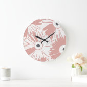 Large Retro Daisy Flower Power Dusty Rose Große Wanduhr (Zuhause)