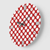 Large retro dots - white and red große wanduhr (Winkel)