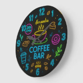 Large Round Personalized Coffee Bar Neon Sign Große Wanduhr (Winkel)