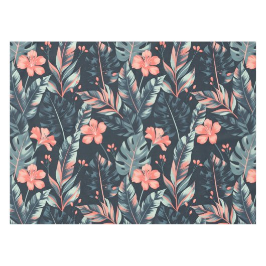 Large-scale tropical florals and leaves tischdecke (Vorderseite (Horizontal))