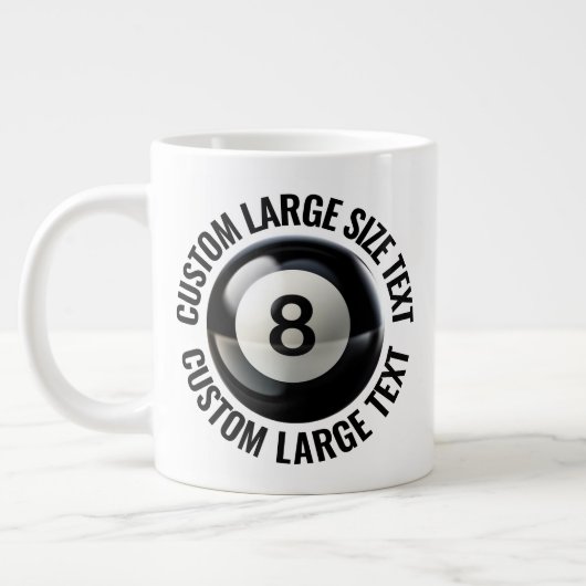 Large Size Personalized Text Pool 8 Ball Custom Jumbo-Tasse (Links)