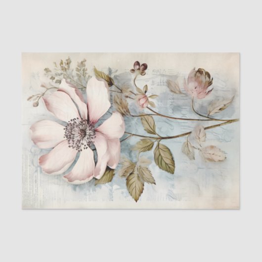 Large Slightly Abstract Pale Pink Long Stem Peony Seidenpapier (Vorderseite)