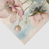 Large Slightly Abstract Pale Pink Peony with Blue Seidenpapier (Ausschnitt)