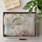 Large Slightly Abstract Pale Pink Peony with Blue Seidenpapier (Geschenk)