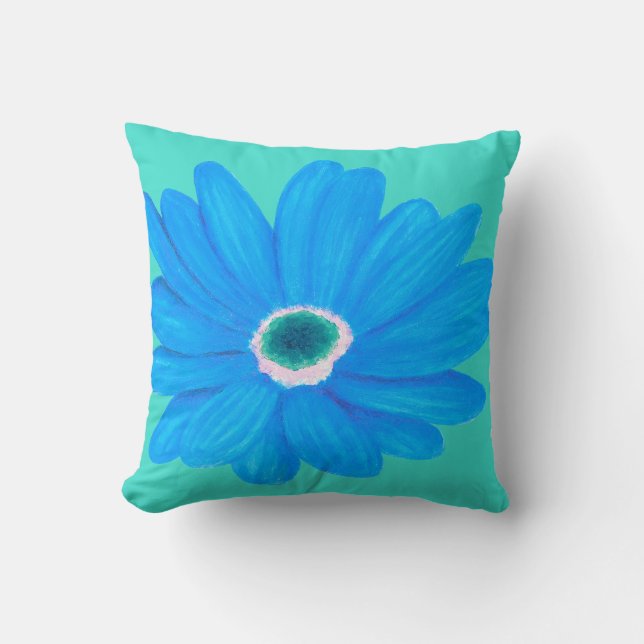 Large Soothing Blue Flower Kissen (Vorderseite)